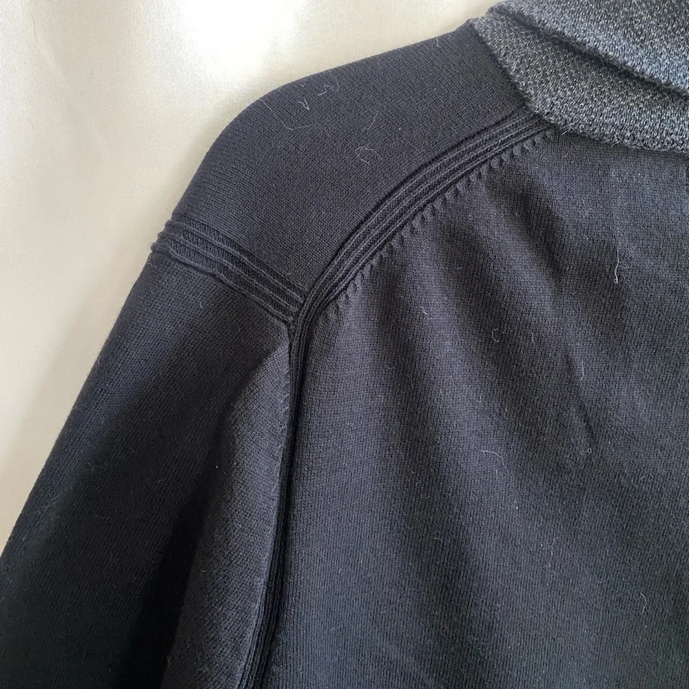 Tasso Elba Sweater Navy Blue Gray Shawl Neck 100% Cotton Medium